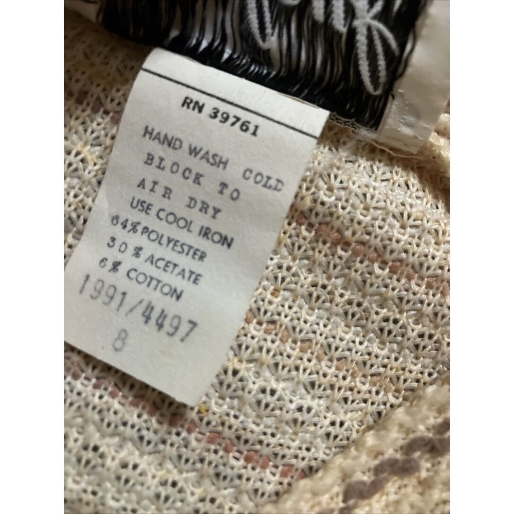 Vintage Malouf of Dallas Women Knit Midi Dress Striped V-Neck Elastic Waist Sz 8 - Picture 5 of 11